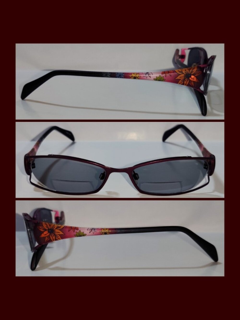 Valerie Spencer 9163 Eyeglasses Floral Satin Wine FRAMES ONLY 51-16-140